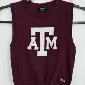 Maroon Sleeveless Sweater with White Logo